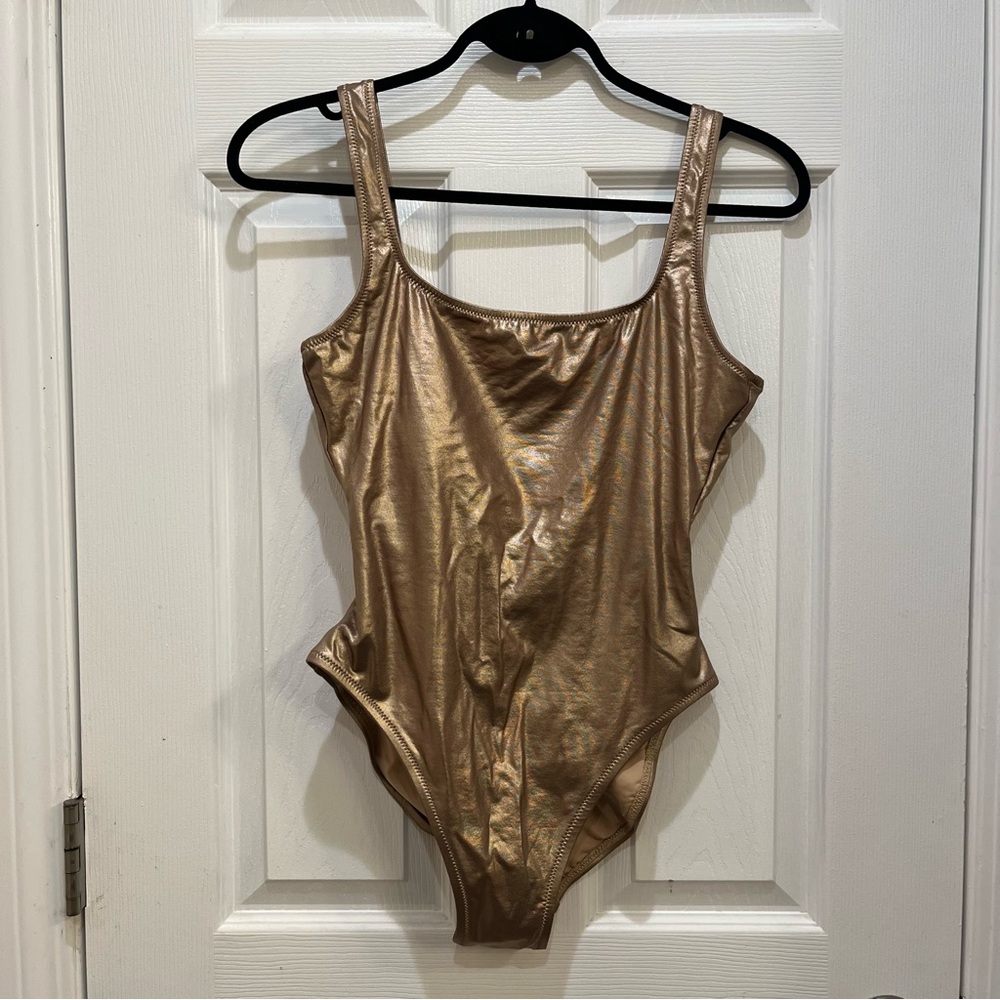 NWT J.CREW Heritage Scoopback Swimsuit Gold 8